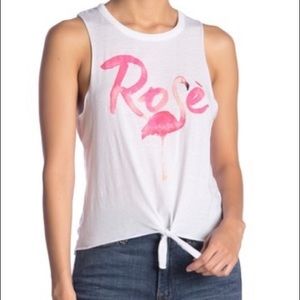 White Rosè Tie Front Tank Top